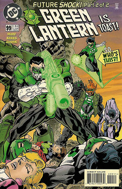 Cover of Green Lantern #99, 'Future Shock' part 2, art by Darryl Banks, Terry Austin, Rob Schwager